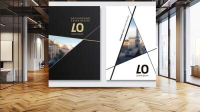 Vector cover design. Flyer, presentation, brochure layout. Banner, modernist poster design. City blur background. Wall mural