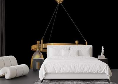 3d rendering of a golden lamp pendant isolated on a black background Wall mural