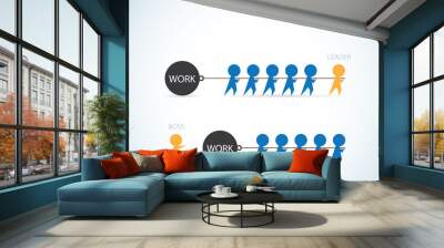 leader vs boss, leadership and business concept Wall mural