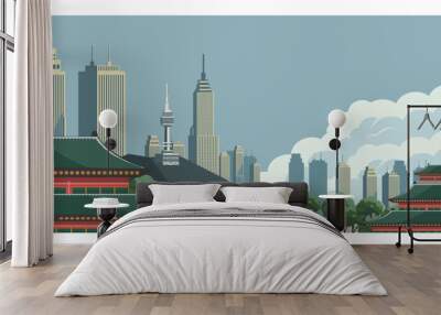 Seoul city landscape Wall mural