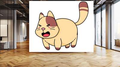 Cute Adorable Happy Brown Cat cartoon doodle vector illustration flat design style Wall mural