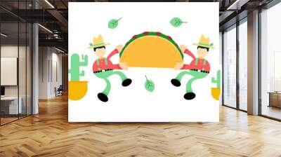 farmer man agriculture and Delicious Taco cartoon doodle flat design style vector illustration Wall mural