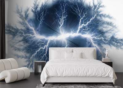 Abstract fractal lightning isolated on white background. Wall mural