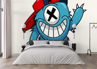 Cool Cartoon Monster with One eyes Wall mural