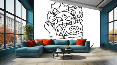 funny halloween doodle Wall mural