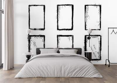 Set of vector grunge vertical frame templates shabby and dirty  Wall mural