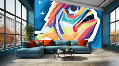 vector illustration of a colorful pop art Piranha Wall mural