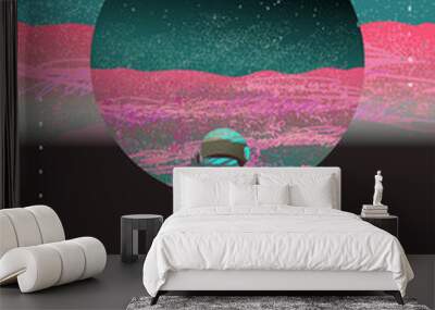 Figure astronaut in space on the planet Mars, Wall mural