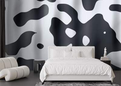 seamless pattern texture background with cow plaid leather - black and white colored splotch Wall mural