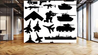 tools and machines for war icon set Wall mural