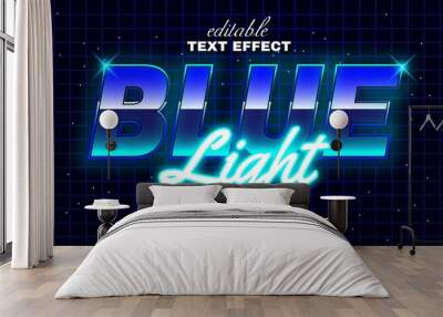 3d editable text effect blue light theme premium vector Wall mural