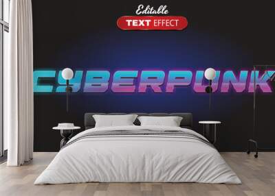 3D editable text effect cyberpunk theme Wall mural