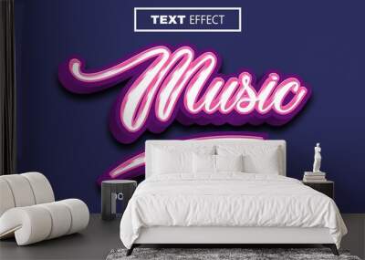 3d editable text effect music theme premium vector Wall mural