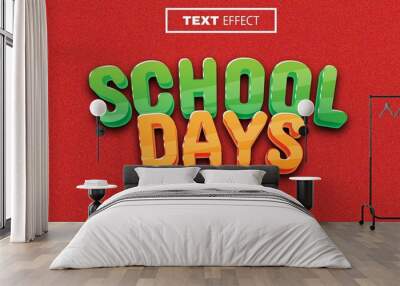 3d editable text effect school days theme premium vector Wall mural