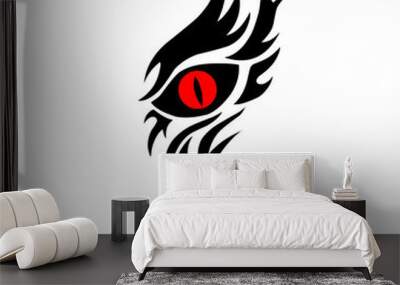 Illustration vector graphic of devil eye design with tribal style red eyes suitable for tattoos Wall mural