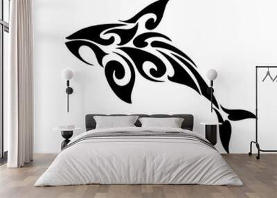 Illustration vector graphic of tribal art design orca whale Wall mural