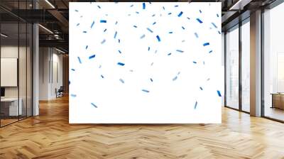 Blue confetti isolated on white background. Festive confetti decoration element. Vector illustration Wall mural