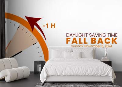 Daylight saving time end. Fall back, set clock back one hour. Minimalist alarm clock design. Vector illustration Wall mural