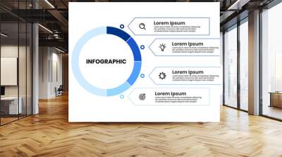 Infographic design template with 4 steps, options or sections. Vector Wall mural