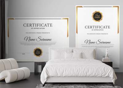 Minimalist certificate of appreciation border template. Award diploma vector design Wall mural