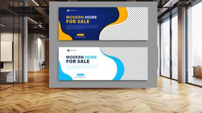 Real estate social media cover web banner template. Home sale business banner design. Vector illustration Wall mural