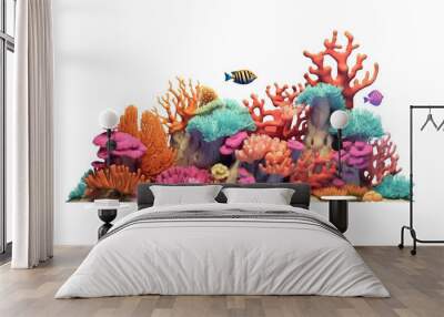 Beautiful coral reef isolated on transparent background.
 Wall mural