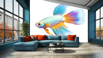 Beautiful guppy fish isolated on transparent background. Generative Ai Wall mural