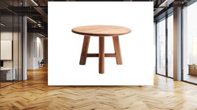 Brown wooden table in minimal style isolated on transparent background for decorative furniture in the room. Wall mural