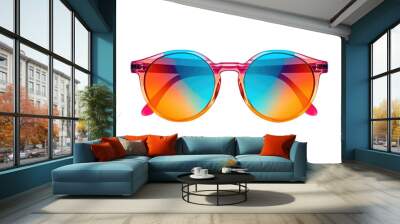 Colorful summer sunglasses isolated on transparent background. Generative Ai Wall mural