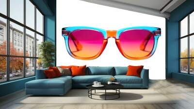 Colorful summer sunglasses isolated on transparent background. Generative Ai Wall mural