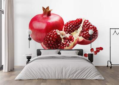 Fresh pomegranate isolated on transparent background. Generative Ai Wall mural