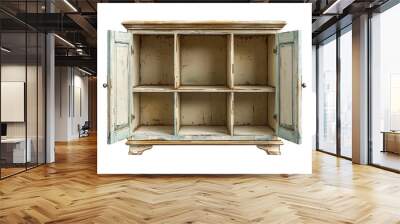 Realistic open cabinet isolated on transparent background, or for put things in cupboard. Wall mural