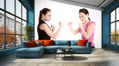 a shot of two businesswomen ready to fight Wall mural