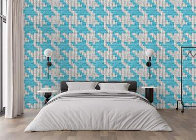 Blue and White Houndstooth Wall mural