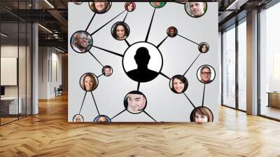 Social Networking Friends Diagram Wall mural