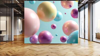 A colorful array of balloons in the air Wall mural