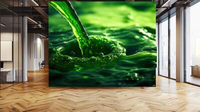 A green liquid is pouring into the water Wall mural