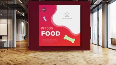 Pet dog food social media post, banner set, nutrition for dogs advertisement concept, pet care service marketing square ad, abstract print, isolated Wall mural