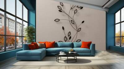 Metal plant ornament with leaves home decoration Wall mural