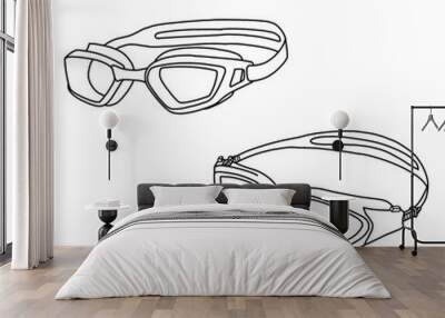 Swimming goggles isolated on a white background Wall mural