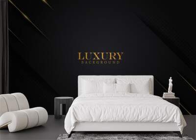 luxury black background vector illustration with shiny gold line and halftone. luxury elegant theme design Wall mural