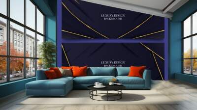 set luxury abstract blue and gold line background vector. luxury elegant theme design Wall mural