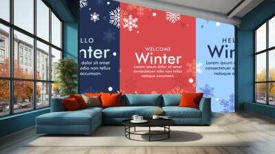 simple minimalist winter vector design illustration background with snowflake theme design. for banner, poster, social media, promotion Wall mural