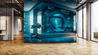 interior design of the house of the future, with holographic and home automation interface, augmented reality, generative ai Wall mural