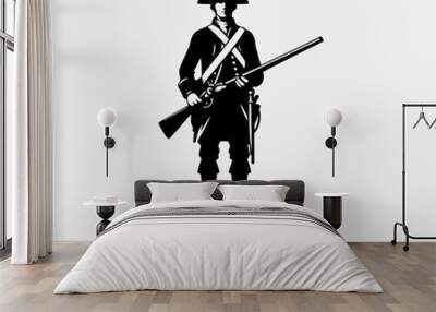 Minuteman Soldier Standing and Holding a Rifle Wall mural