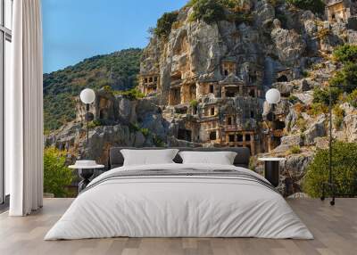 Rock graves and king tombs at Myra Ancient City in Antalya Province, Turkey Wall mural