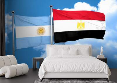 Argentina flag with egypt flag, 3D rendering Wall mural