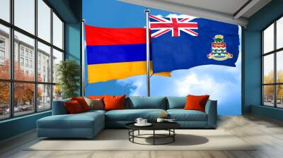 Armenia flag with Cayman islands flag, 3D rendering Wall mural