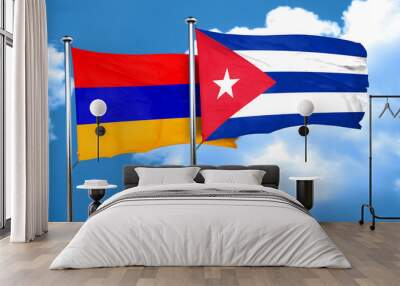 Armenia flag with cuba flag, 3D rendering Wall mural