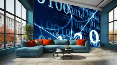 bits and bytes on a dark blue background Wall mural